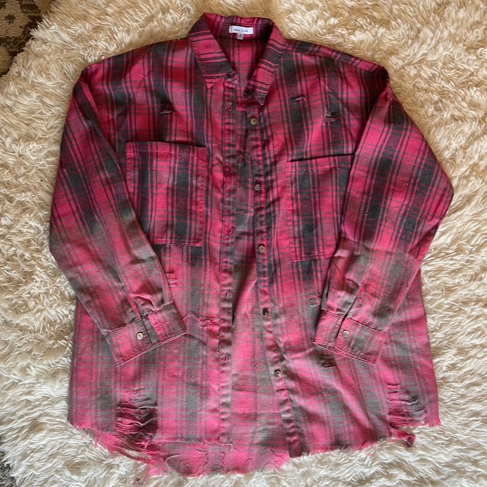 Distressed faded flannel
